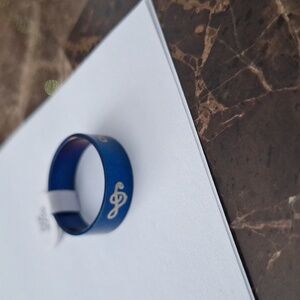 Treble Clef Blue Stainless Steel Men's Size 11 Ring new with tag